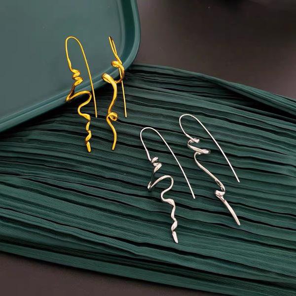 Minimalistische Swirl Line Drop Earring