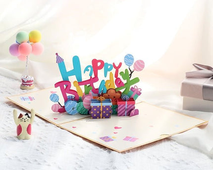 3D -kaart - Happy Birthday Letters Card