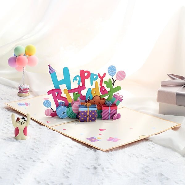 3D -kaart - Happy Birthday Letters Card