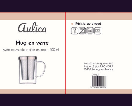 MOK 400ML MET DEKSEL EN ROESTVRIJSTALEN FILTER