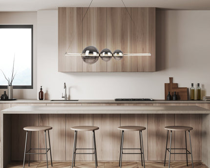 LED hanglamp Chrome "NOVA" gemaakt van chroom -gekleurd metaal, plastic en rookglas, met stevig ingebouwde LED's, ca.