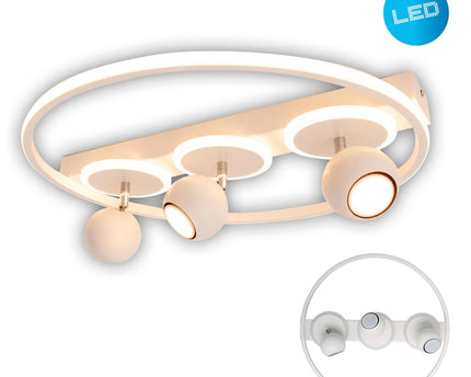 3 Spot LED -plafondlamp "Ronda" Ø 50 cm, gemaakt van metaal en plastic, wit, GU10, vlekken binnen