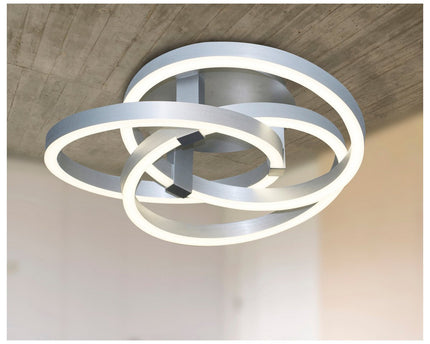 Smart Home LED plafondlicht "Divora" Ø 58 cm, plafondlamp gemaakt van metaal, aluminium geborsteld en wit plastic, met veel functies, stevig gebouwd -in LED's, verlichting voor woonkamer, eetkamerkantoor of gang