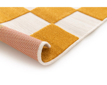 Bicolor buitenkant binnen tapijt met kleine tegels gesneden effect