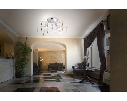 LED -plafondlicht "Araneus" gemaakt van metaal en glas in chroom, Ø 55 cm, met stevig ingebouwde LED's, verlichting voor woonkamer, eetkamer, gang of kantoor