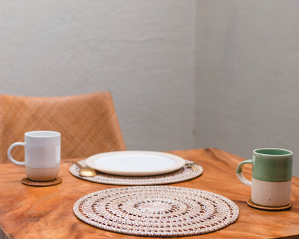 Placemat (set van 2, 4 of 6) ILUH 35 cm | Boho Tafelmat gemaakt van rotan