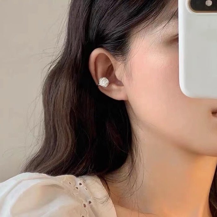 Levendige parelmoer Rose Flower Ear Cuff-One Pair
