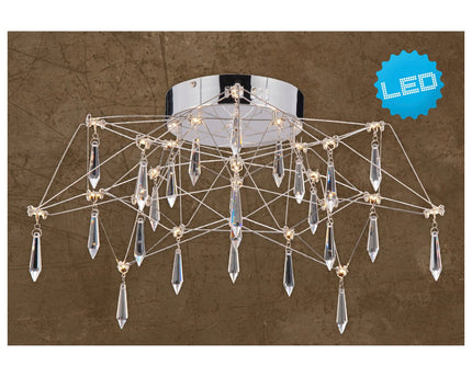 LED -plafondlicht "Araneus" gemaakt van metaal en glas in chroom, Ø 55 cm, met stevig ingebouwde LED's, verlichting voor woonkamer, eetkamer, gang of kantoor