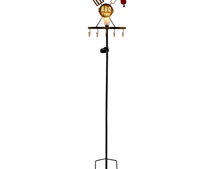LED Solar Earth Spit H: 130 cm (BBQ), voor buiten, gemalen spiesjes gemaakt van metaal en plastic in roest, met geïntegreerde LED