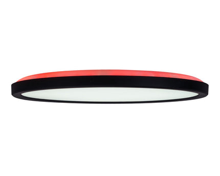 Het LED-plafondlicht "Carlo" met RGB-backlight, Ø van 54 cm, klassiekmoderne plafondlicht gemaakt van zwart/wit plastic met veel functies, b.v.