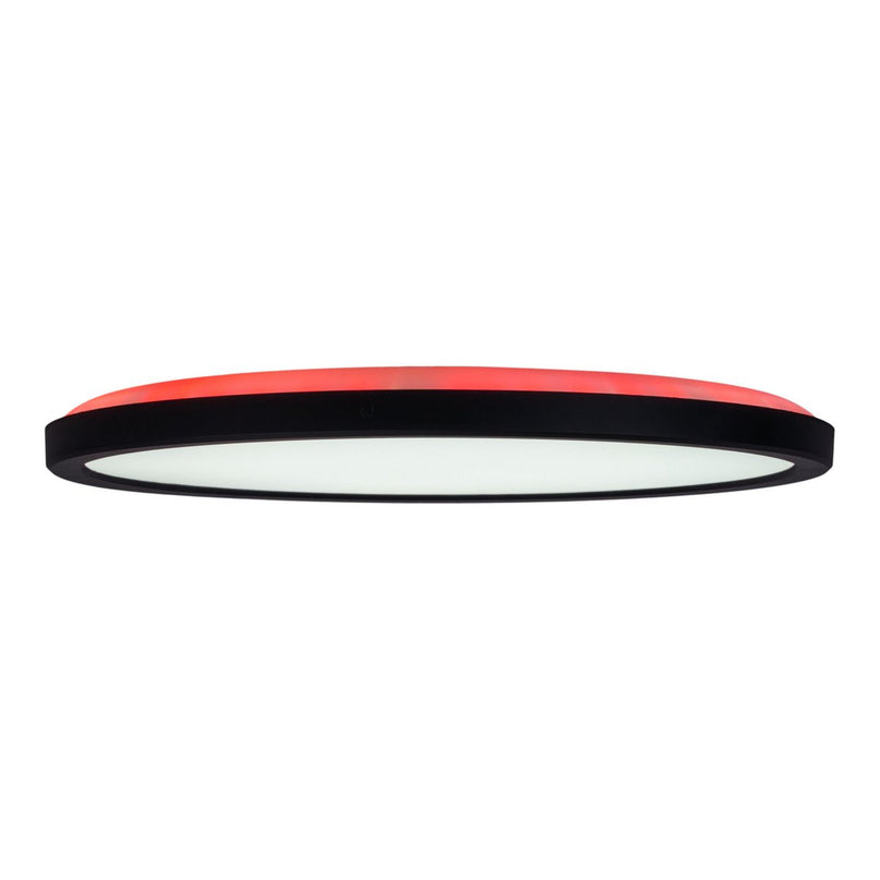 Het LED-plafondlicht "Carlo" met RGB-backlight, Ø van 54 cm, klassiekmoderne plafondlicht gemaakt van zwart/wit plastic met veel functies, b.v.