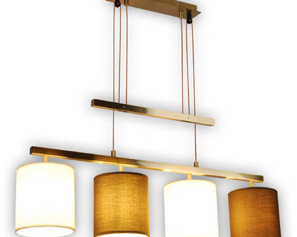 4 hanglamp "tilde", klassieke metalen slinger lamp in bruin en beige, met E27 -versies, hanglamphoogte verstelbaar en 86 cm lang, ideaal als eetkamerlicht