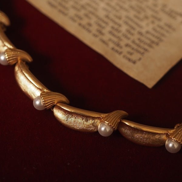 Vintage geïnspireerde parel lint ketting