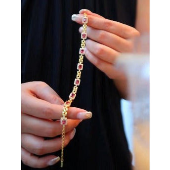Italiaanse stijl Red Garnet Fancy armband