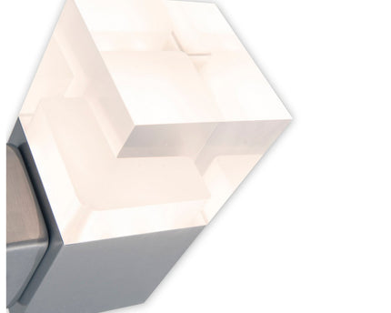 LED externe wandlamp "Leah" gemaakt van metaal en plastic in stalen blanke, geïntegreerde LED