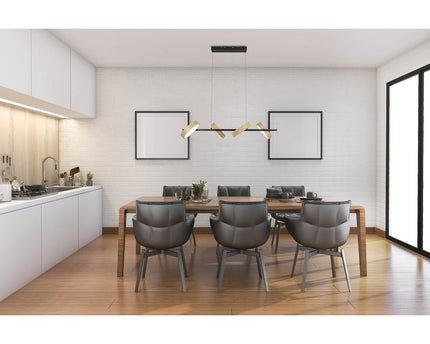 Led hanger lamp "Tessa" amandel, 150 cm hoog, 110 cm lang, gemaakt van metaal in matte amandel (Pantone 481 C) en zwart -wit plastic