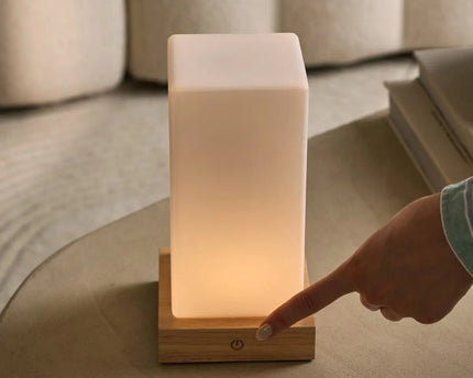 Zayn lichtbruine houten oplaadbare lamp L Dimmable & draadloze en goede batterij