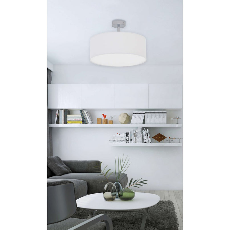 Textielplafondlicht "New York", klassieke plafondlamp met tekstbladen in wit, E27 -aansluiting, 40 cm diameter, geschikt voor de hele woonruimte