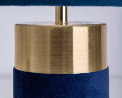 Tafellamp "bordo" 32 cm hoog gemaakt van metaal en velours in goud en blauw, met E14 -versie, lamp voor eetkamer, woonkamer, gang of kantoor