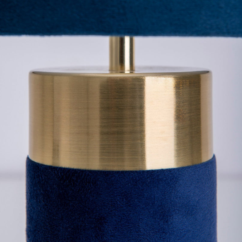 Tafellamp "bordo" 32 cm hoog gemaakt van metaal en velours in goud en blauw, met E14 -versie, lamp voor eetkamer, woonkamer, gang of kantoor