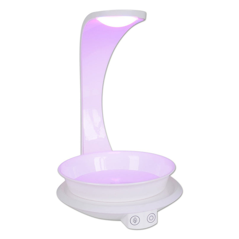 LED -plantentablet Licht 24 cm hoog, gemaakt van metaal en plastic in het wit, met geïntegreerde LED