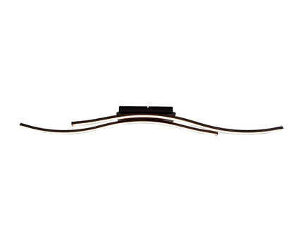 LED -plafondlamp "Onda", plafondlamp gemaakt van metaal en plastic in zwart, met stevig ingebouwde LED's, LED van het plafondlicht, 96 cm lang