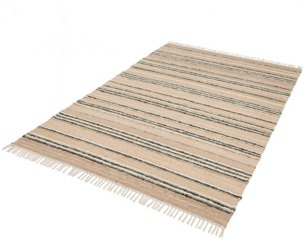 Tapis rayé fait main en laine et jute RAJ