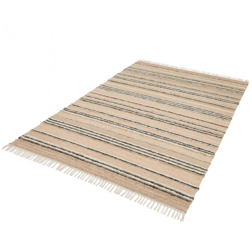 Tapis rayé fait main en laine et jute RAJ