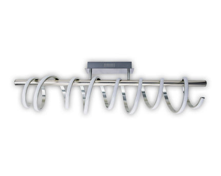 LED -plafondlamp "Belleza", moderne metalen plafondlamp en plastic in nikkel mat en wit, met stevig gebouwd -in LED's, 100 cm lang. De ideale verlichting voor woonkamer, eetkamer of keuken.