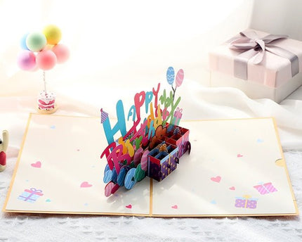 3D -kaart - Happy Birthday Letters Card