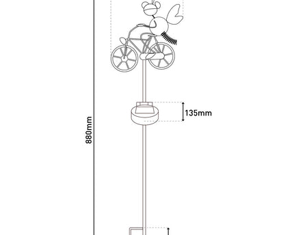 LED Solar Earth Skeer Skeer Brown H: 88cm, voor buiten, metaal en plastic aarde spies in bruin, met geïntegreerde LED