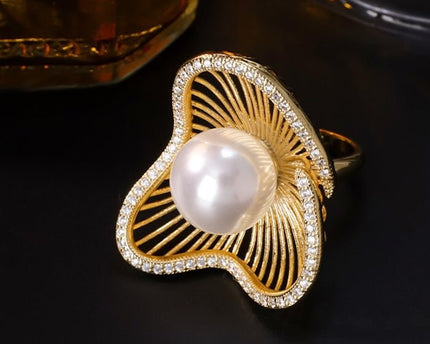 Lotus Design Sparkling Pearl -oorbellen N Ringen