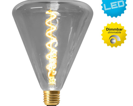 LED -lamp "Dilly" E27 versie 4 watt, metaal en glas in grijs