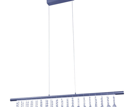 Led hanglamp "nobilis" lengte ongeveer 100 cm, gemaakt van metaal en plastic in grijs, met stevig gebouwd -in LED's, verlichting voor woonkamer, eetkamer of kantoor