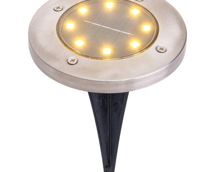 6-set LED LED-zonnebodem-zo-spit "Kian", voor buiten, spiesjes gemaakt van metaal en plastic in staal blanco, met geïntegreerde LED