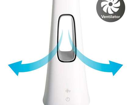LED-tafellicht "Ventu" met ventilator, met aanraking, dimable, gemaakt van wit plastic, stevig ingebouwde LED's, 40 cm hoog