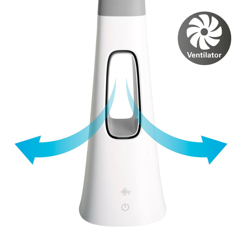 LED-tafellicht "Ventu" met ventilator, met aanraking, dimable, gemaakt van wit plastic, stevig ingebouwde LED's, 40 cm hoog