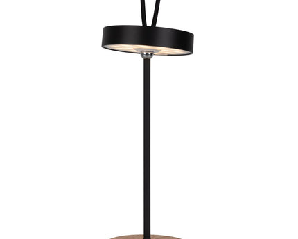 LED -batterijtafellamp magnetisch voor buiten en binnen, gemaakt van metaal en plastic in zwart, 36 cm hoog