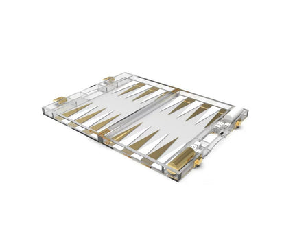 Backgammon -spel in wit en gouden acryl