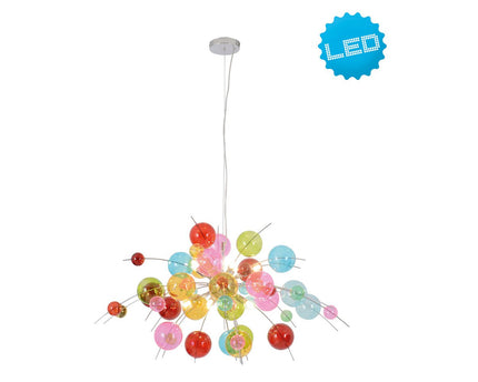 Hanger lamp "explosie" gekleurd gemaakt van metaal en glas, G9 -versies, hangende lamp voor eetkamer, woonkamer, hal of kantoor, Øca. 98 cm