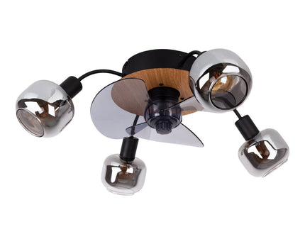 Plafondlamp inclusief ventilator "fumoso", in zwart, bruin en natuur, voor E27, Ø 51 cm
