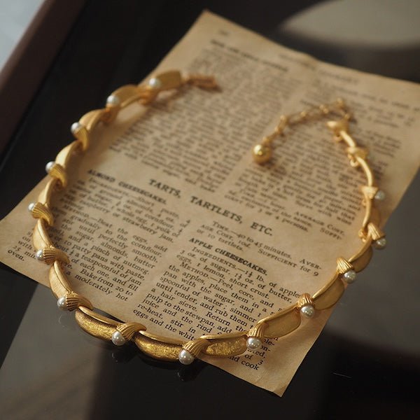 Vintage geïnspireerde parel lint ketting
