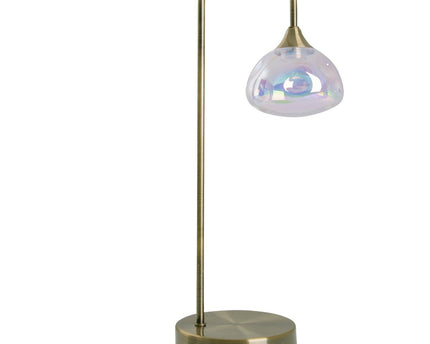 LED -tafellamp "Varna", tafellamp gemaakt van messing -gekleurd metaal en iriserend glas, stevig ingebouwd -in LED's, 45 cm hoog, stijlvolle verlichting voor woonkamer, eetkamer of gang