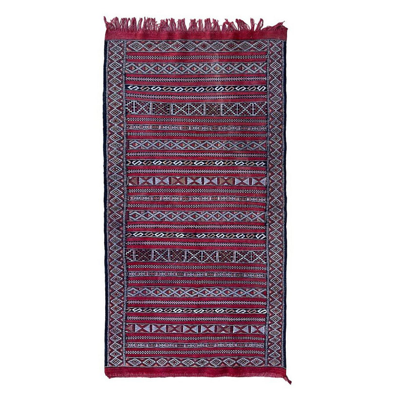 Zuiver wollen Marokkaans Kelim Berber tapijt 88 x 167 cm