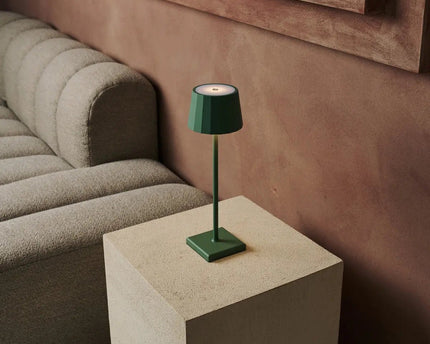 Wouter salie groen oplaadbare tafellamp-draadloos opladen, dimable, 120 uur batterijduur