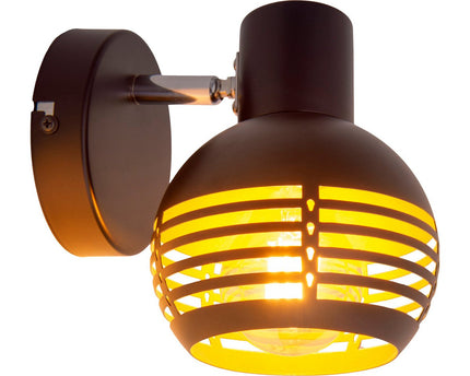 1er muur- en plafondlamp, plek "casco" gemaakt van metaal in zwart en goud, met E27 -aansluiting, 23 x 12 x 14 cm. Stijlvolle verlichting voor woonkamer, eetkamer of keuken.