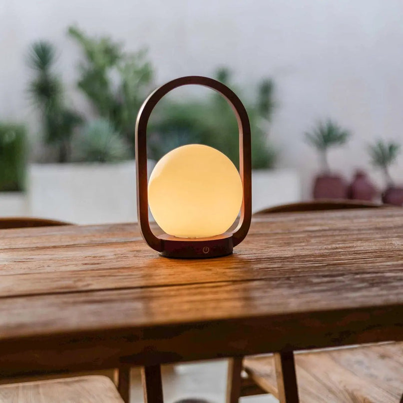 Skye kastanjebruine houten draadloze lamp | Oplaadbaar en dimbaar