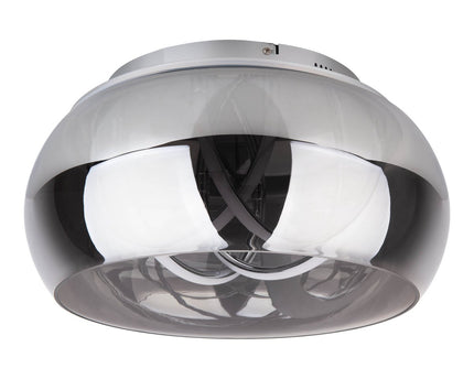 LED -plafondlicht "Malou" Ø 45 cm, 23,5 cm hoog, gemaakt van metaal, rookglas, geïntegreerde LED's, warm wit