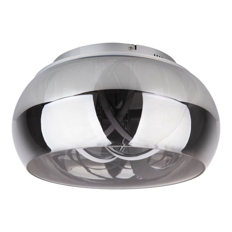 LED -plafondlicht "Malou" Ø 45 cm, 23,5 cm hoog, gemaakt van metaal, rookglas, geïntegreerde LED's, warm wit