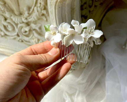 Keramische bloemen bruids haarspeld-groen blad
